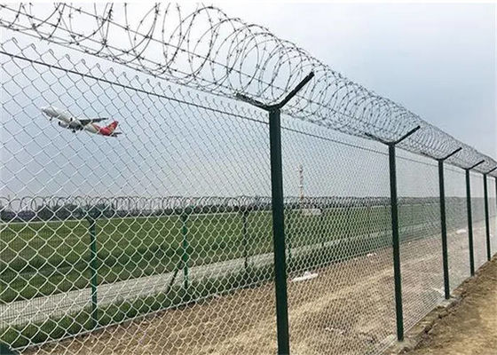 Diamond Hole Galvanized Chain Link Fence  for Highway / Airport