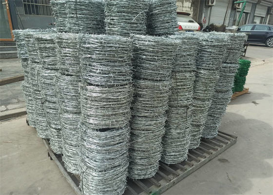 Silver Zinc Coated Barbed Wire , Galvanized Razor Wire High Strength