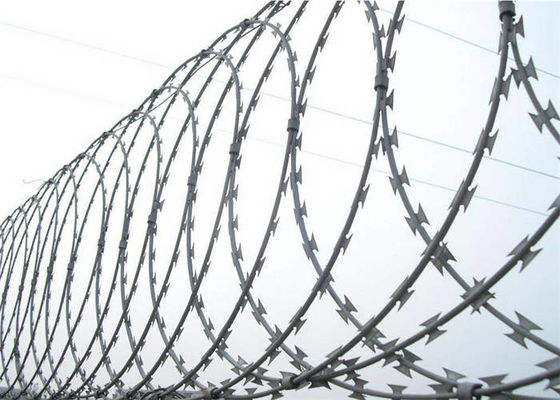 Durable Concertina Razor Wire Single / Double Spiral Razor Wire Coil