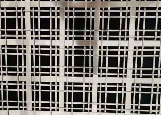 Decorative Flat Stainless Steel Woven Wire Grille , Architectural Woven Mesh