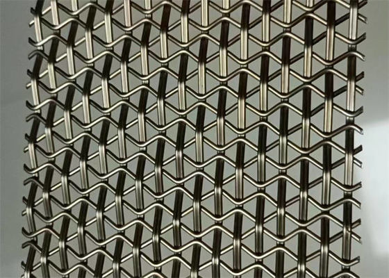 Decorative Flat Stainless Steel Woven Wire Grille , Architectural Woven Mesh