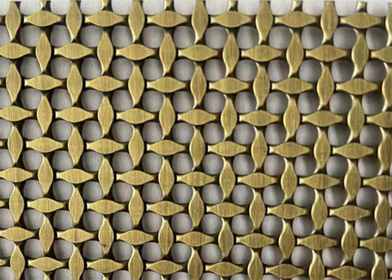 Stainless Steel Gold Color Architectural Woven Wire Mesh For Corridors Decoration