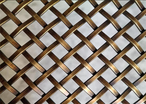Stainless Steel Gold Color Architectural Woven Wire Mesh For Corridors Decoration