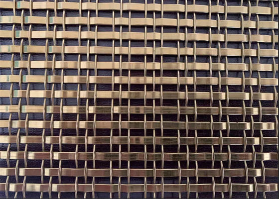 Stainless Steel Gold Color Architectural Woven Wire Mesh For Corridors Decoration