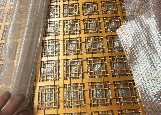 Stainless Steel Gold Color Architectural Woven Wire Mesh For Corridors Decoration